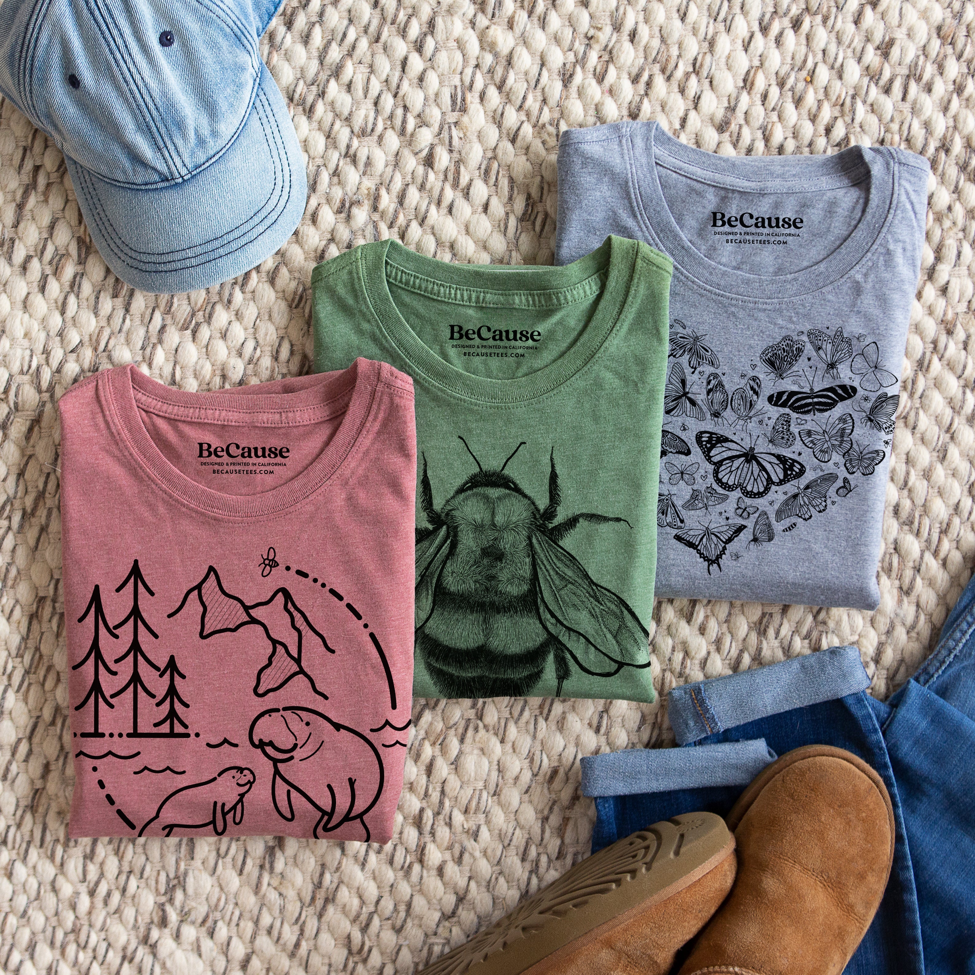 Nature shirts with hand-drawn designs