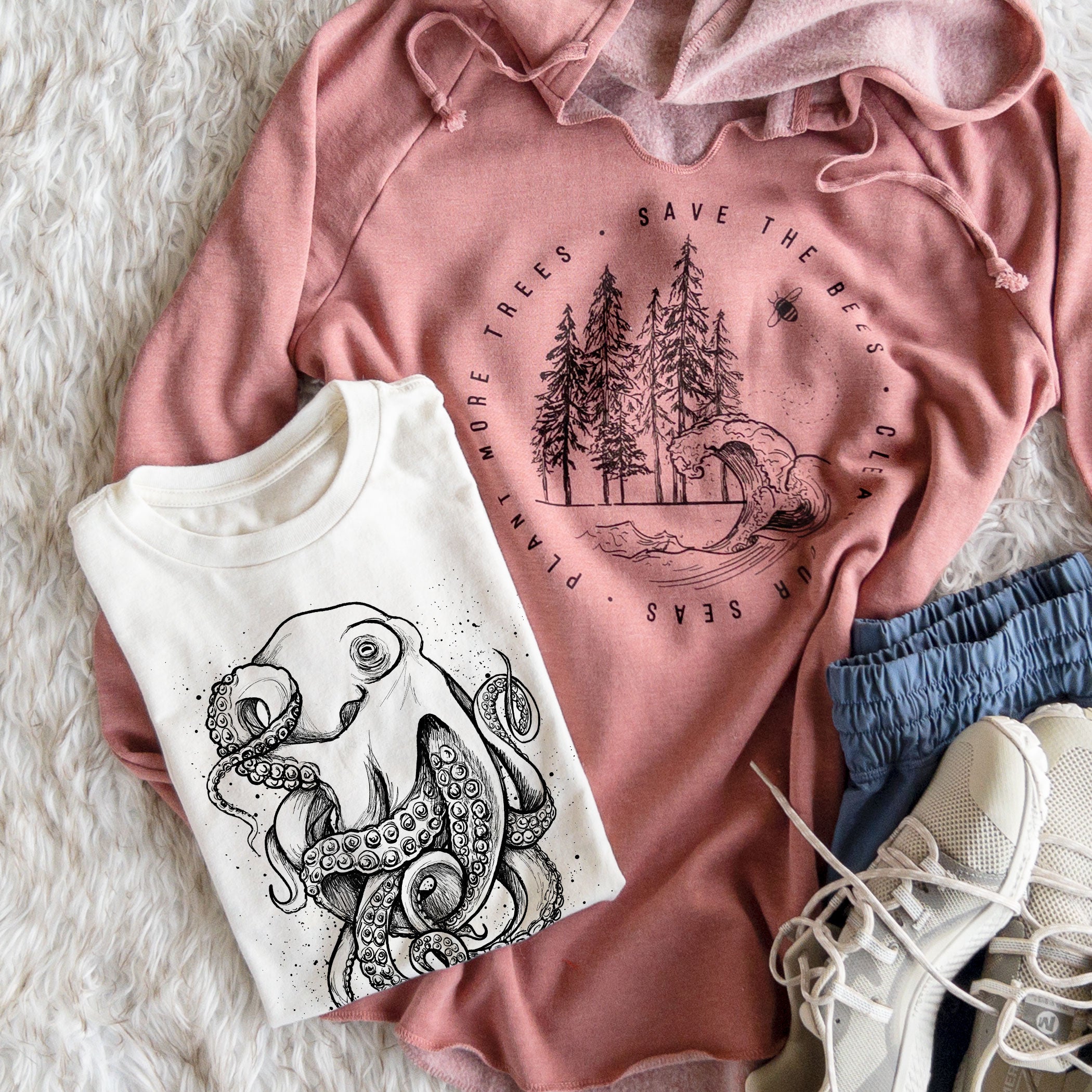 Octopus Shirt and Nature Hoodie