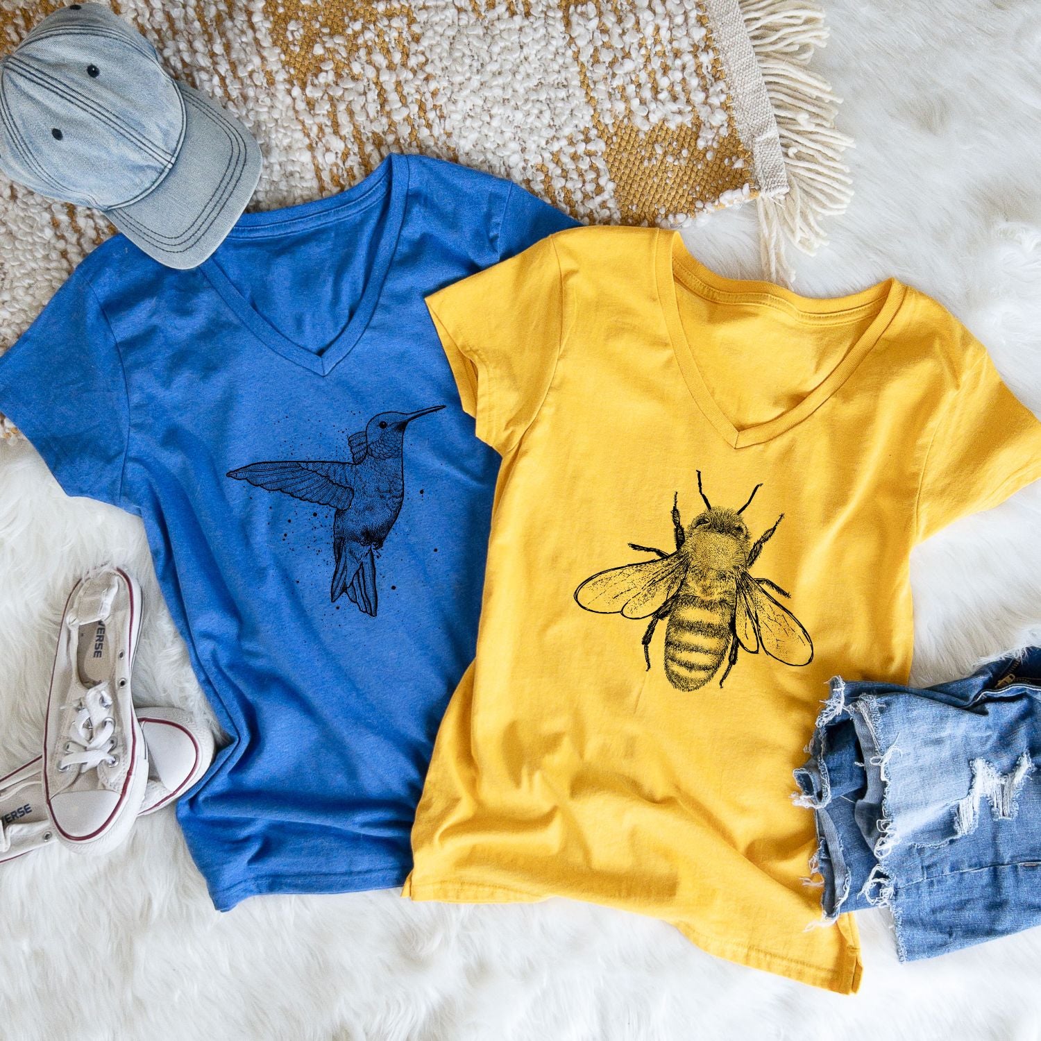 Hummingbird shirt and bee shirt