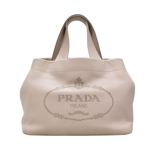 PRADA プラダ バッグ ミディアム レザートートバッグ ライトグレー