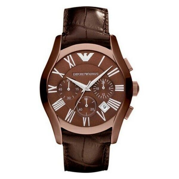 Emporio Armani AR1609 42mm Men's Watch Steel Leather Chrono Rose Gold/ |  Watch Sales Market