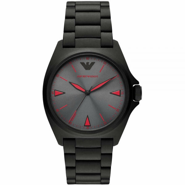 Emporio Armani AR11393 40mm Men's Watch Black Steel Bracelet Gray/Red |  Watch Sales Market