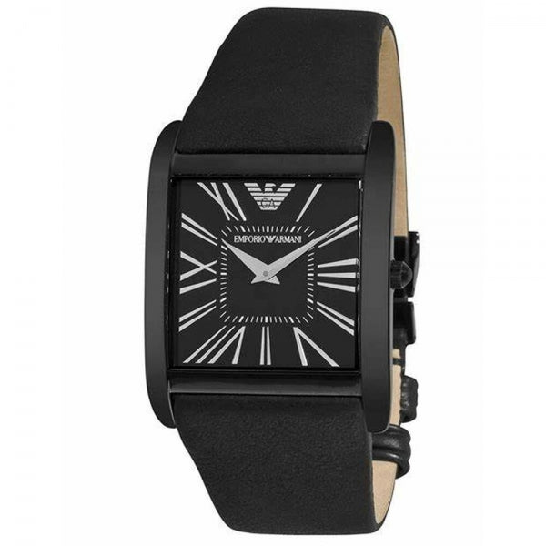 Emporio Armani AR2026 36mm Square Men's Watch Steel Leather Black | Watch  Sales Market