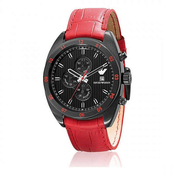 Emporio Armani AR5918 44mm Men's Watch St Steel Leather Chronograph Bl |  Watch Sales Market