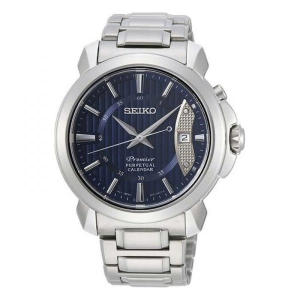 Seiko Premier Perpetual SNQ157P1 41mm Men's Watch Steel Bracelet Blue |  Watch Sales Market