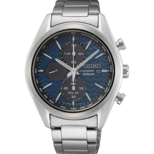 Seiko SSC801P1 42mm Solar Men's Watch Steel Bracelet Chrono Blue/Grey |  Watch Sales Market