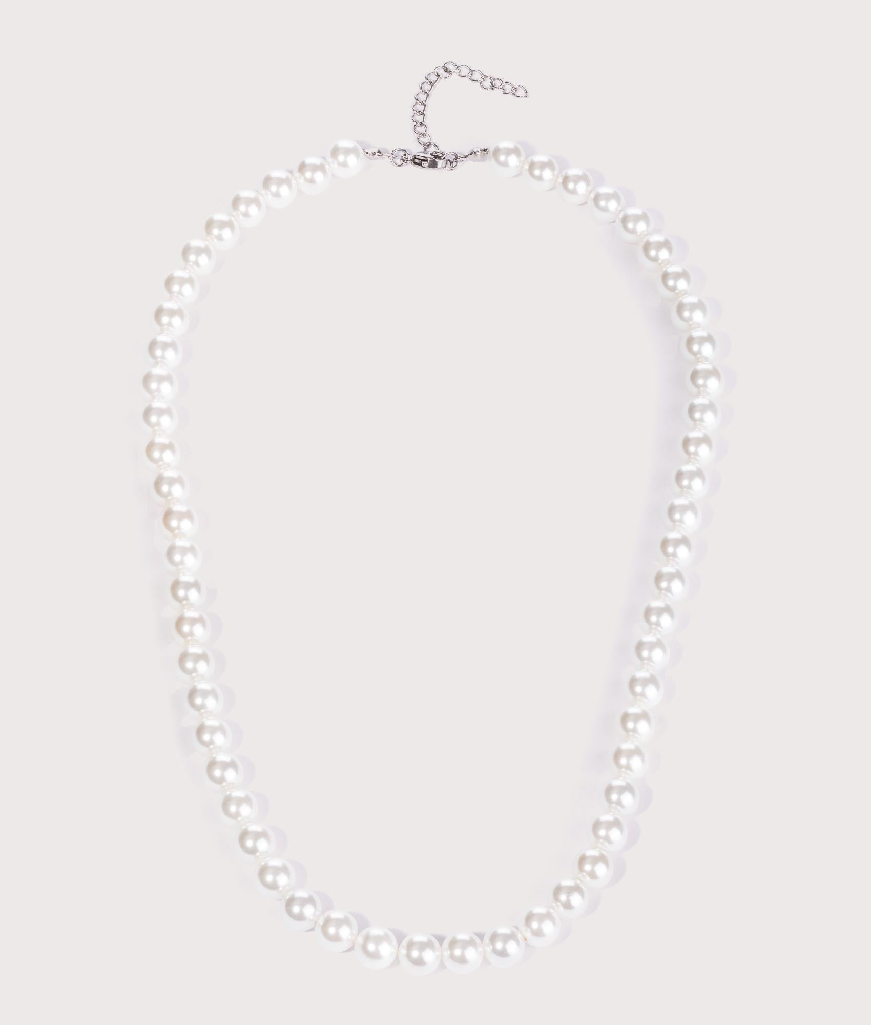 Mysterious Jeweller Mens 18" 8mm Pearl Necklace - Colour: Pearl - Size: 8mm 18"