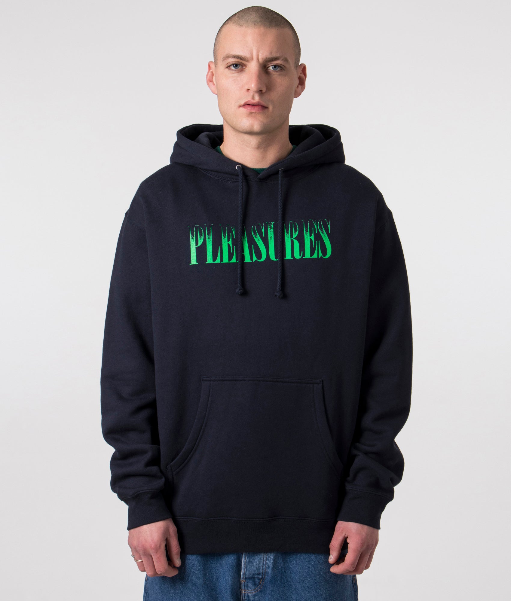 Pleasures Mens Relaxed Fit Crumble Hoodie - Colour: Navy - Size: Small