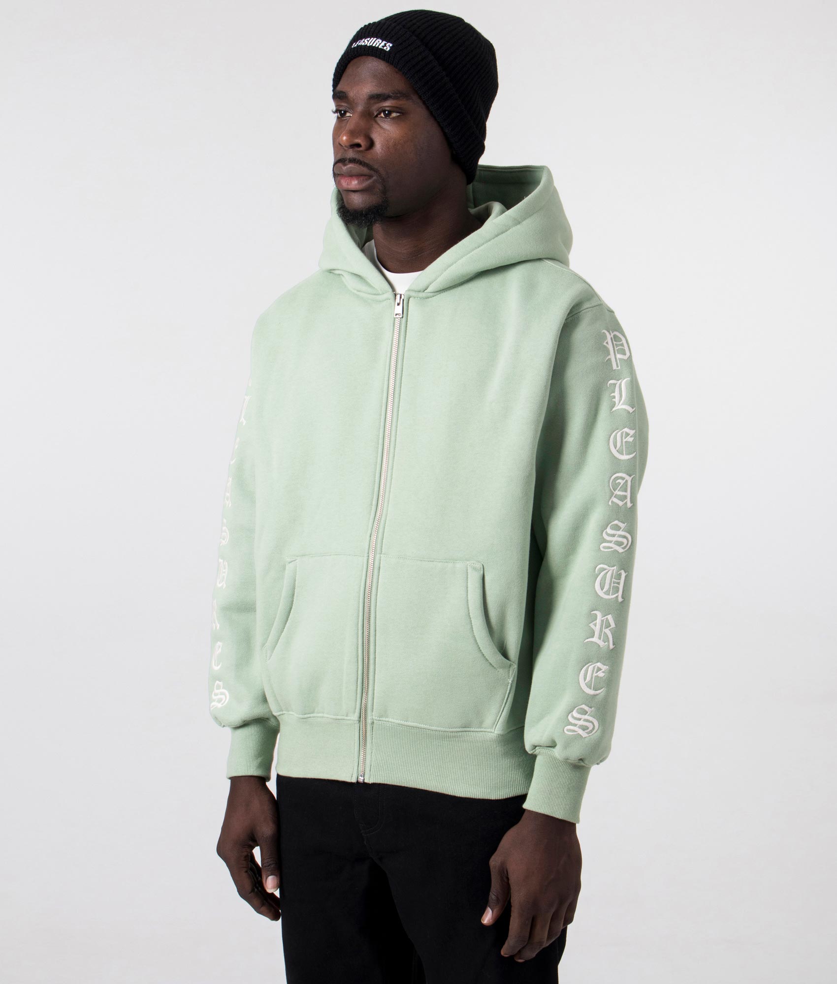 Pleasures Mens Relaxed Fit Oe Zip Up Hoodie - Colour: Matcha - Size: Large