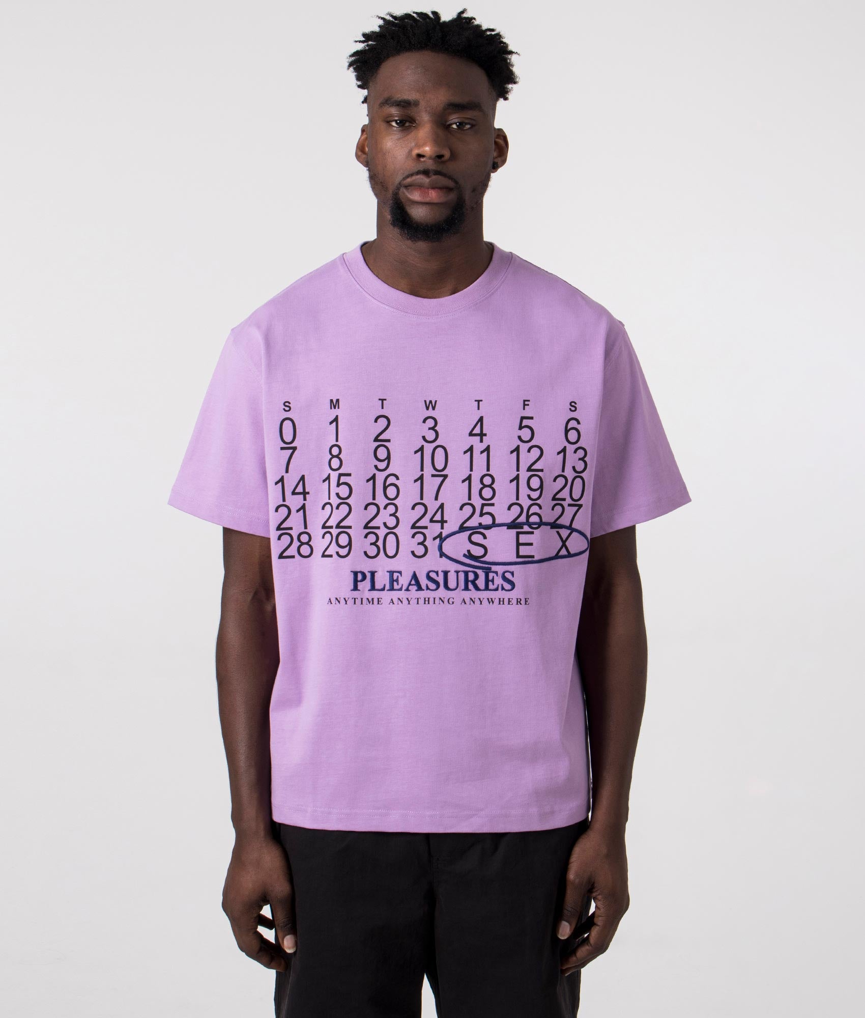 Pleasures Mens Calendar Heavyweight T-Shirt - Colour: Lavender - Size: Small