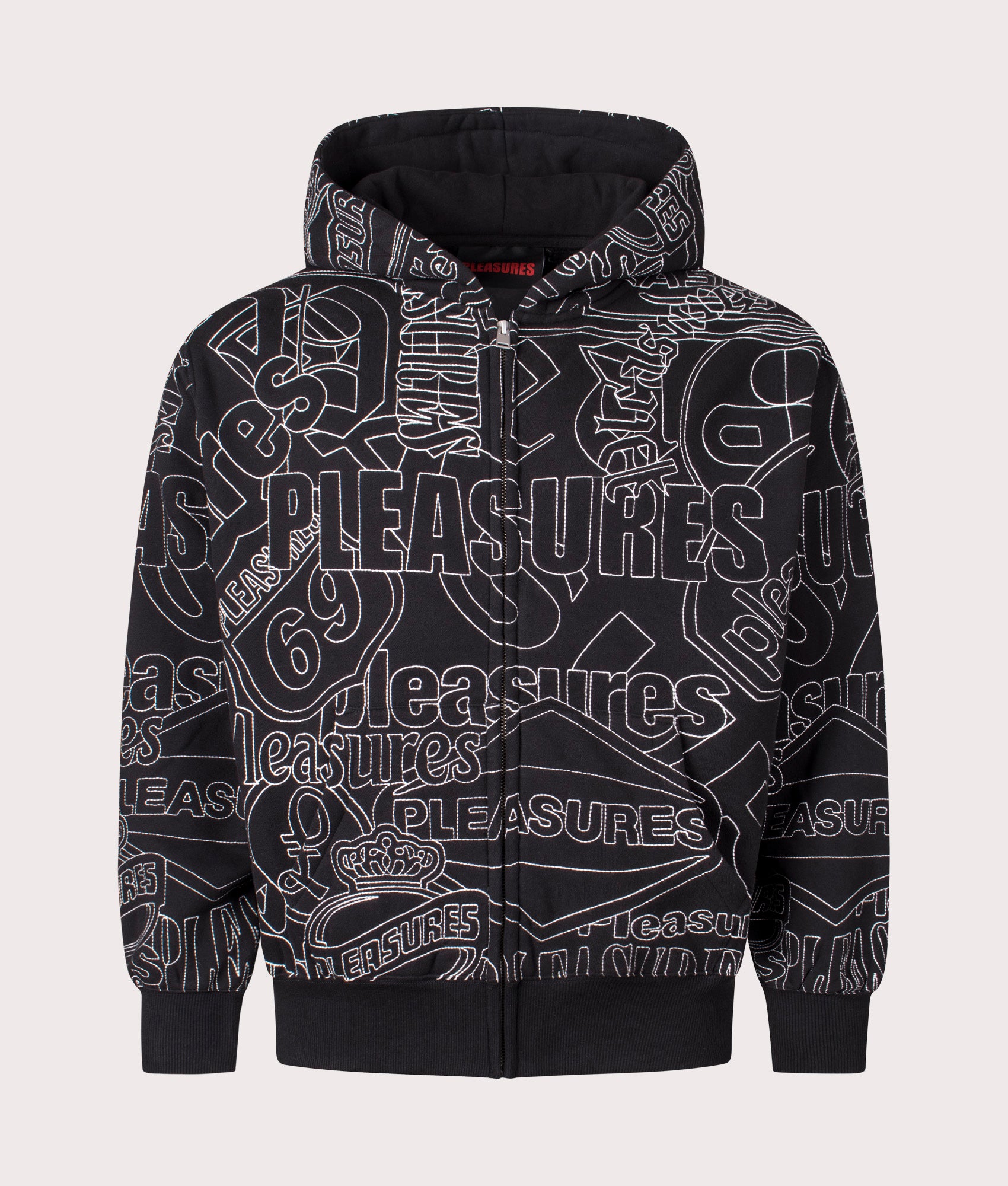 Pleasures Mens Signal Zip Up Hoodie - Colour: Black - Size: Large