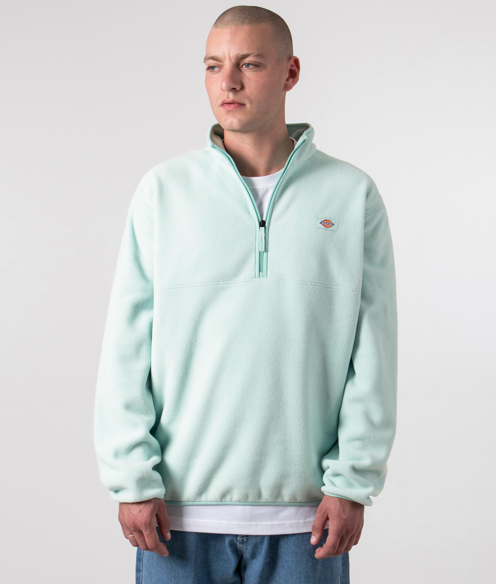Dickies Mens Quarter Zip Louisburg Fleece - Colour: G031 Pastel Turquoise - Size: XL