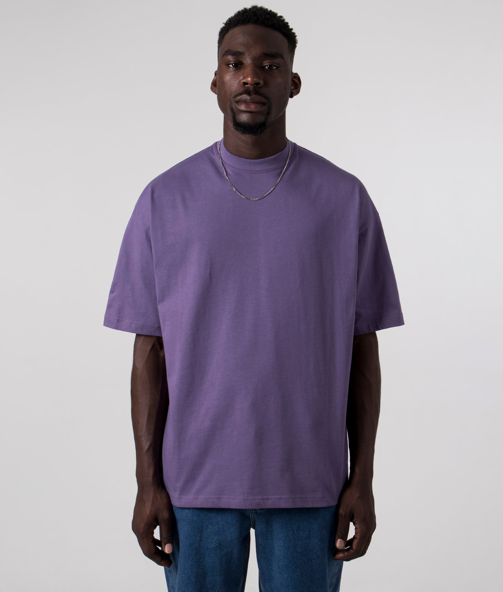 Faded Mens Oversized Basic T-Shirt - Colour: Purple Dusk - Size: Medium