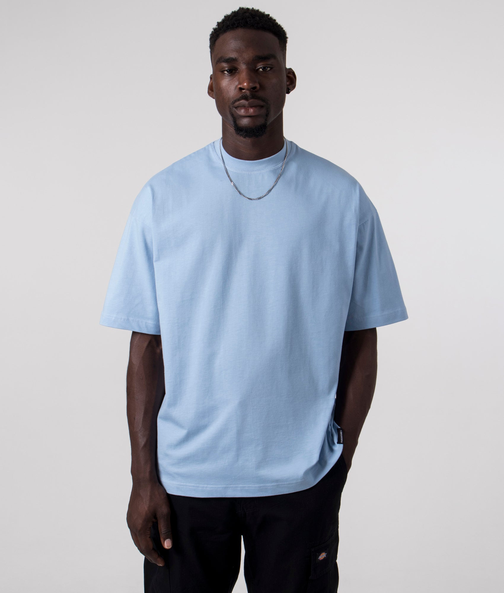 Faded Mens Oversized Basic T-Shirt - Colour: Blue Mist - Size: XL