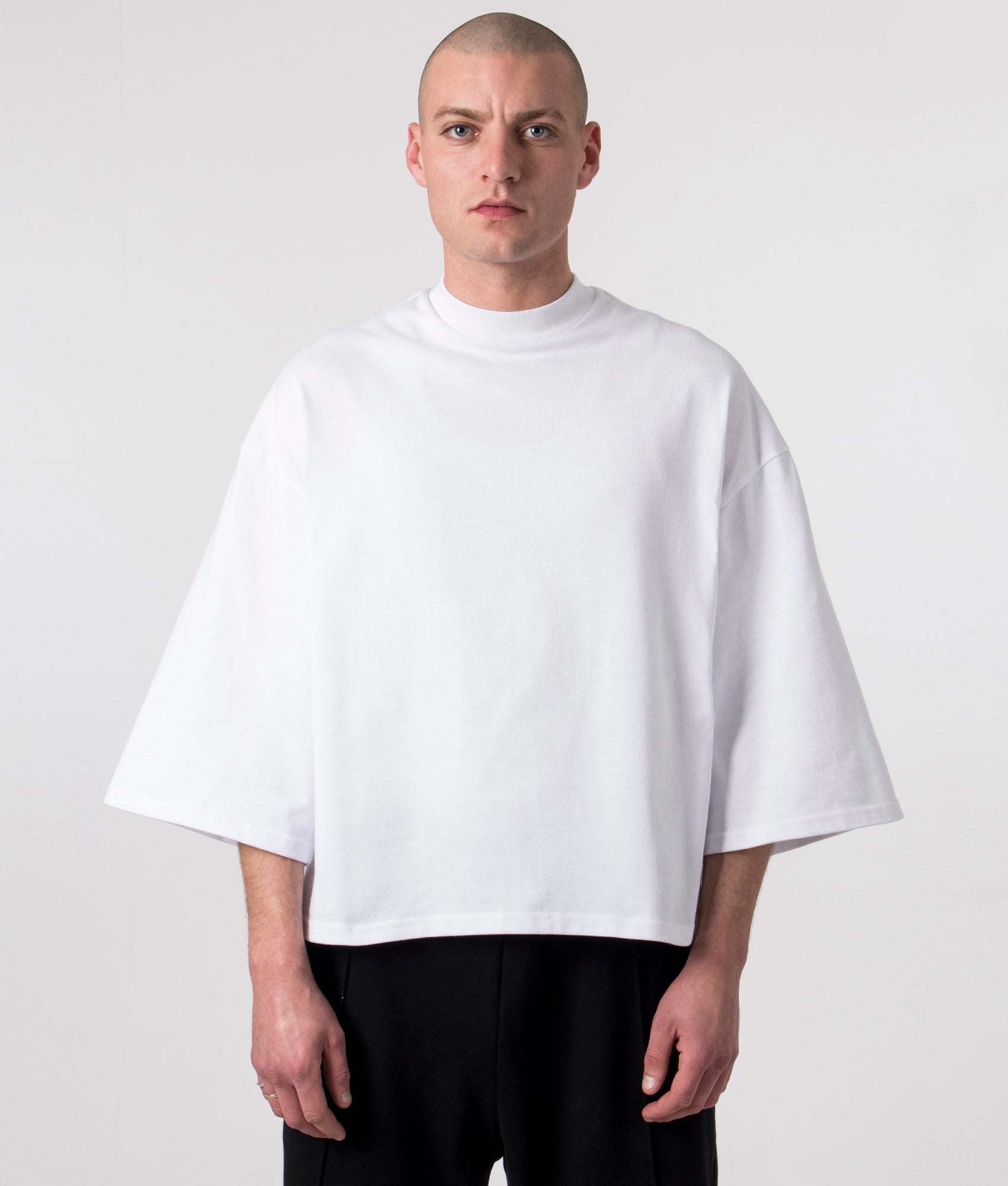 FLORENCE BLACK Mens Oversized Crop Boxy T-Shirt - Colour: White - Size: Large