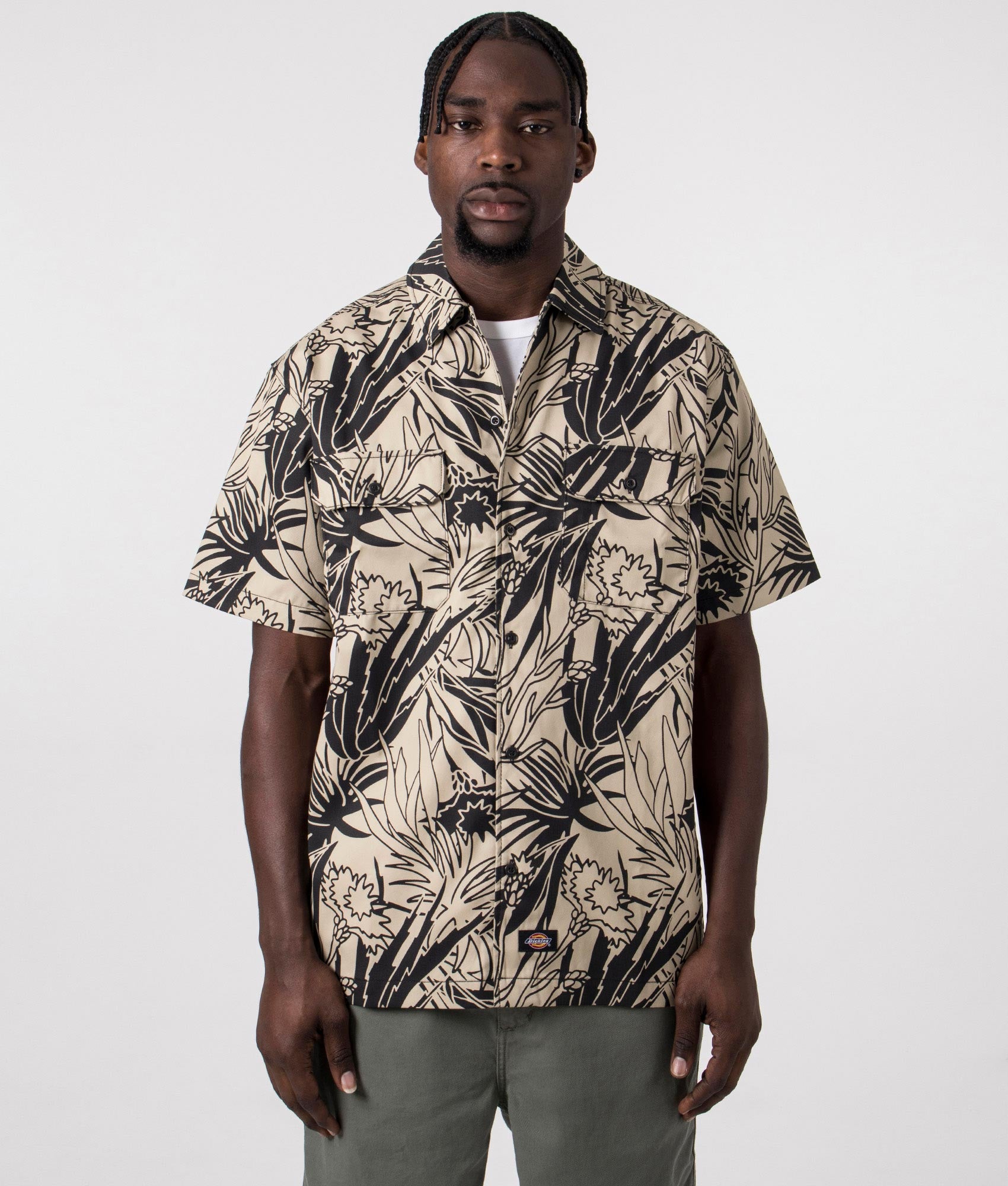 Dickies Mens Max Meadows Short Sleeve Shirt - Colour: H611 Desert Flower Aop Blak - Size: Medium