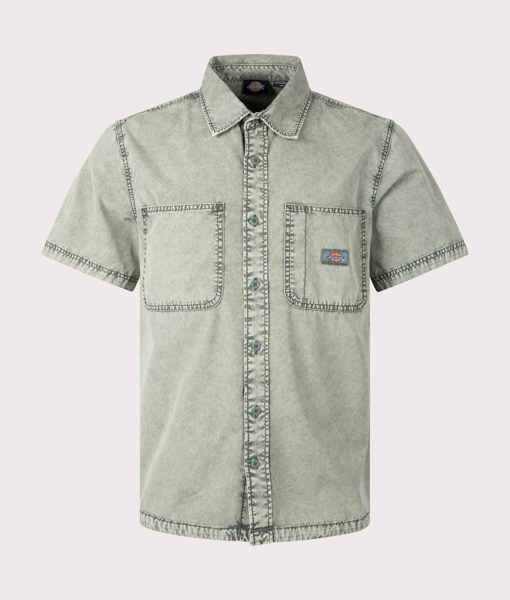 Dickies Mens Newington Short Sleeve Shirt - Colour: H661 Dble Dye/Acid Wash Forest - Size: Large