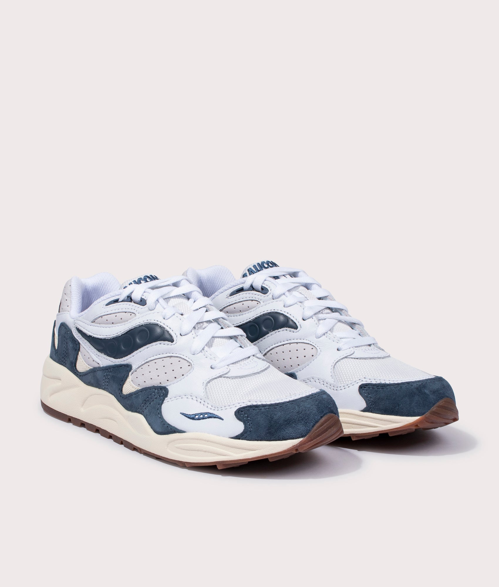 Saucony Mens Grid Shadow 2 Sneakers - Colour: 100 White/Navy - Size: 8