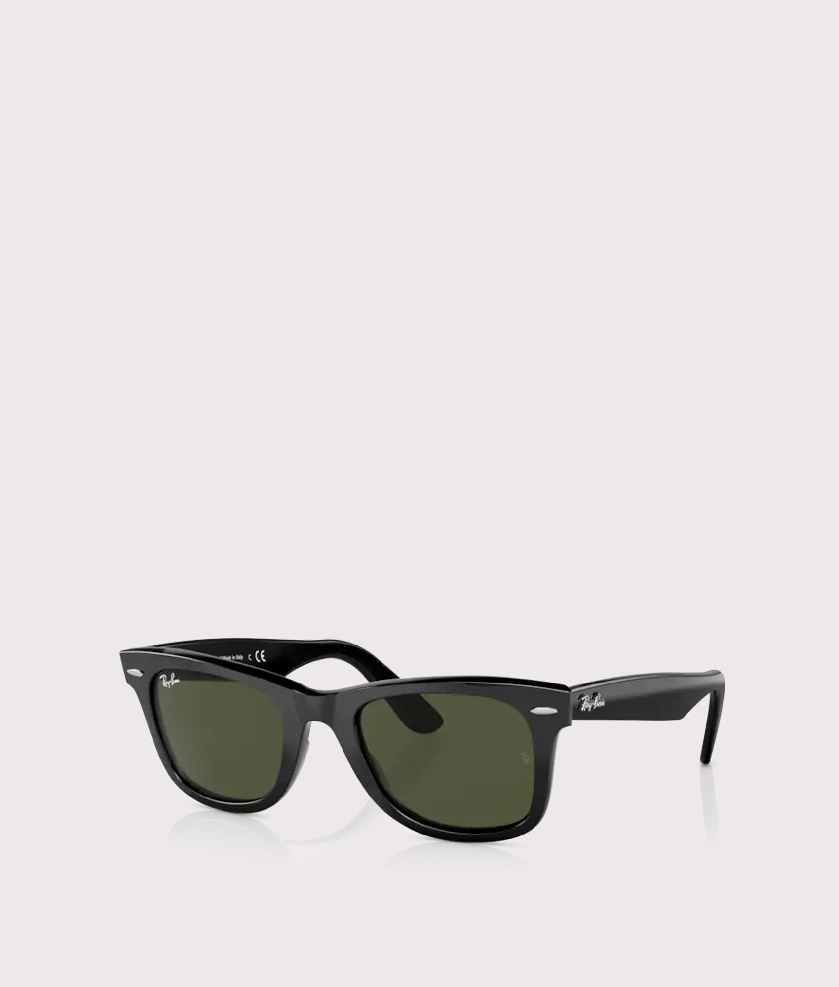 Ray-Ban Mens Original Wayfarer Classic Sunglasses - Colour: 901 Polished Black-Green Lens - Size: 50