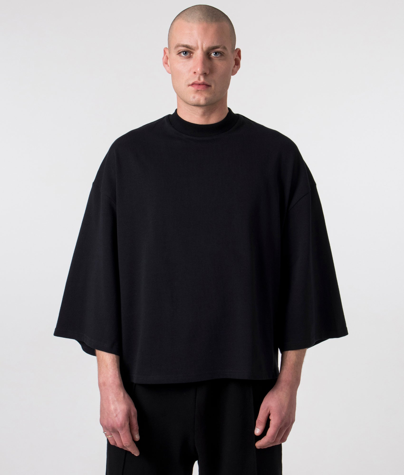 FLORENCE BLACK Mens Oversized Crop Boxy T-Shirt - Colour: Black - Size: Large