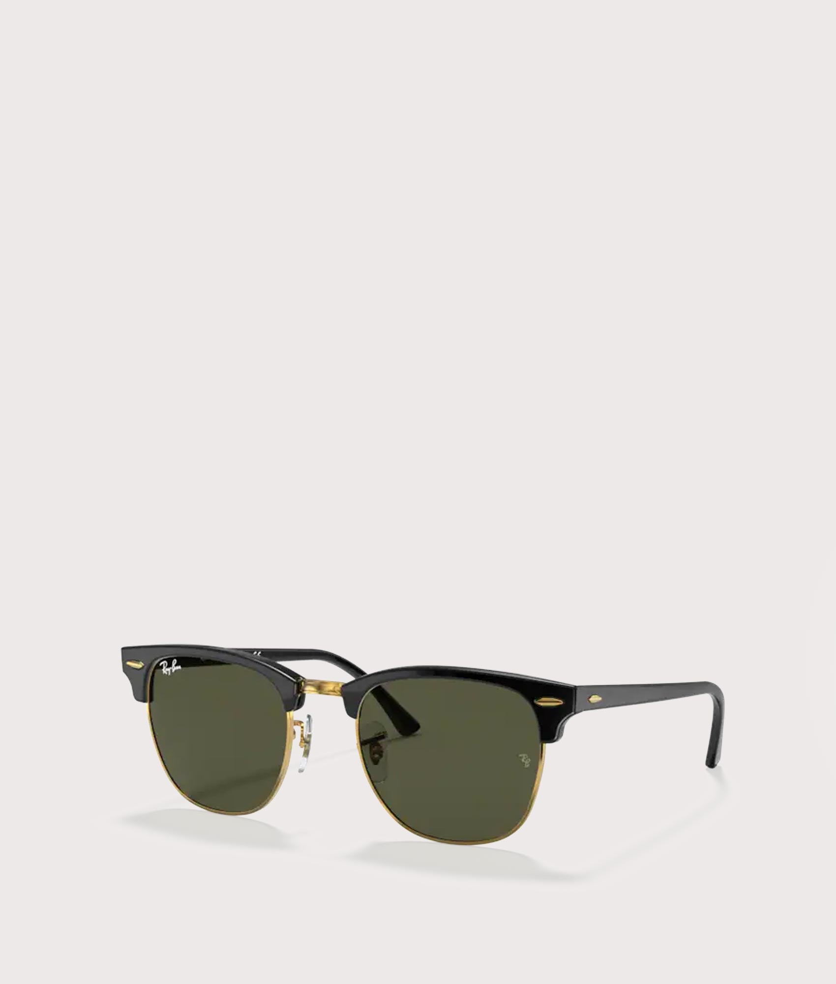 Ray-Ban Mens Clubmaster Classic Sunglasses - Colour: W0365 Polished Black on Gold-Green Lens - Size: