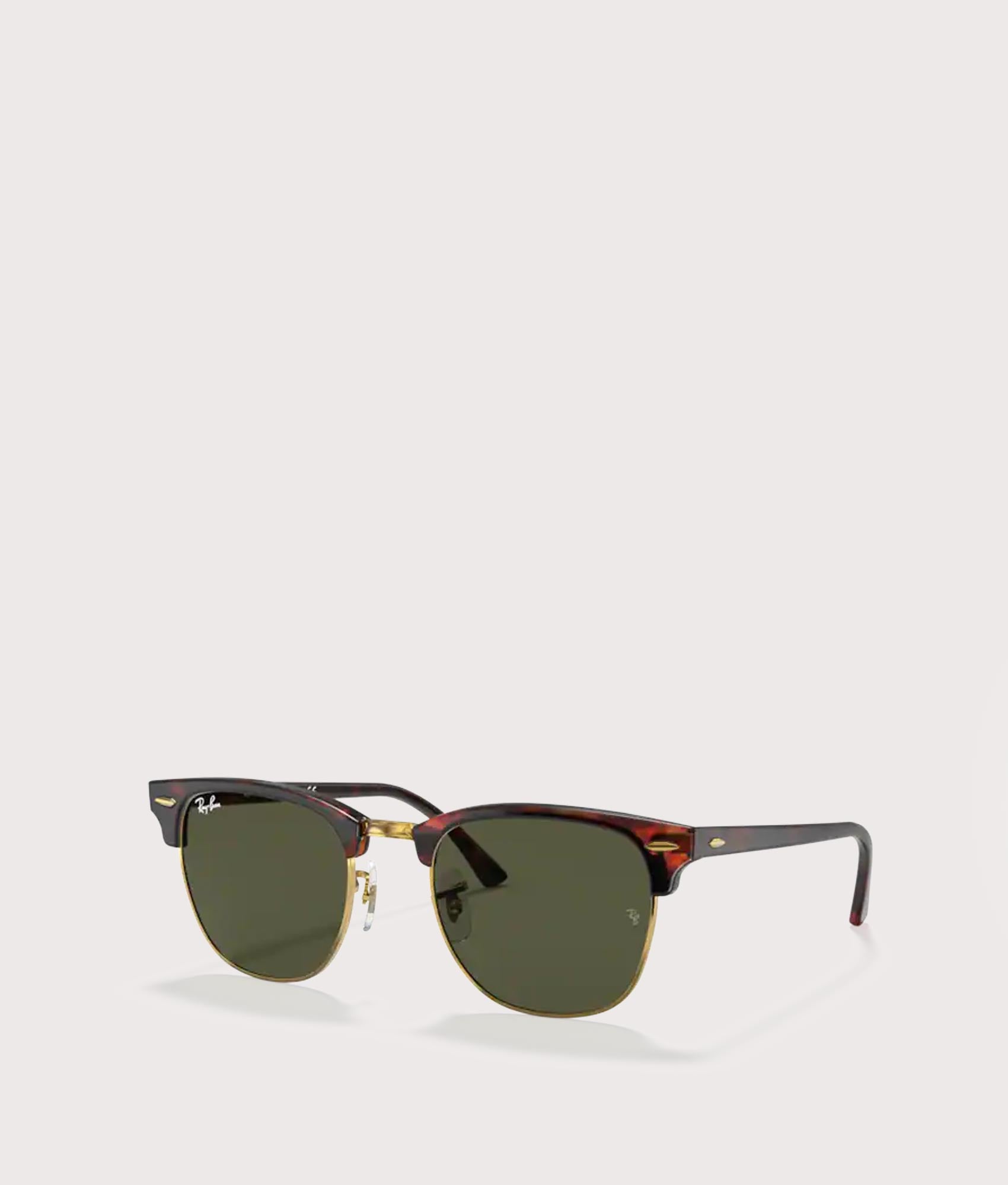 Ray-Ban Mens Clubmaster Classic Sunglasses - Colour: W0366 Polished Tortoise on Gold-Green Lens - Si