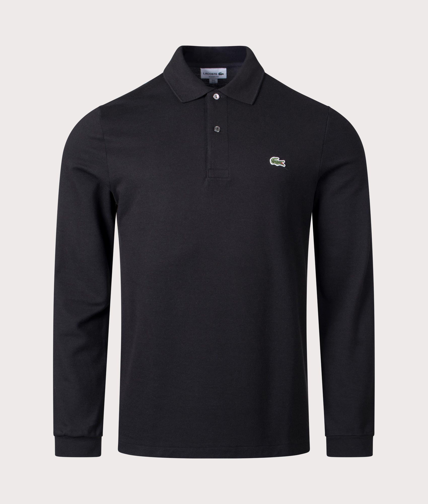 Lacoste Mens Long Sleeve Croc Logo Polo Shirt - Colour: 031 Black - Size: 7/XXL