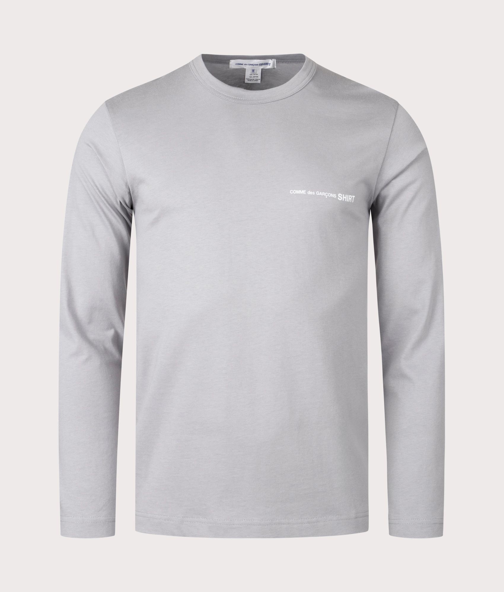 COMME des GARCONS SHIRT Mens Script Chest Logo Long Sleeve T-Shirt - Colour: 1 Grey - Size: Medium