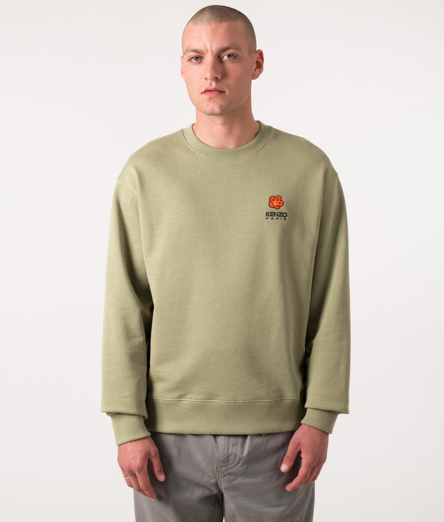 KENZO Mens Boke Flower Crest Sweatshirt - Colour: 61 Sage Green - Size: XL