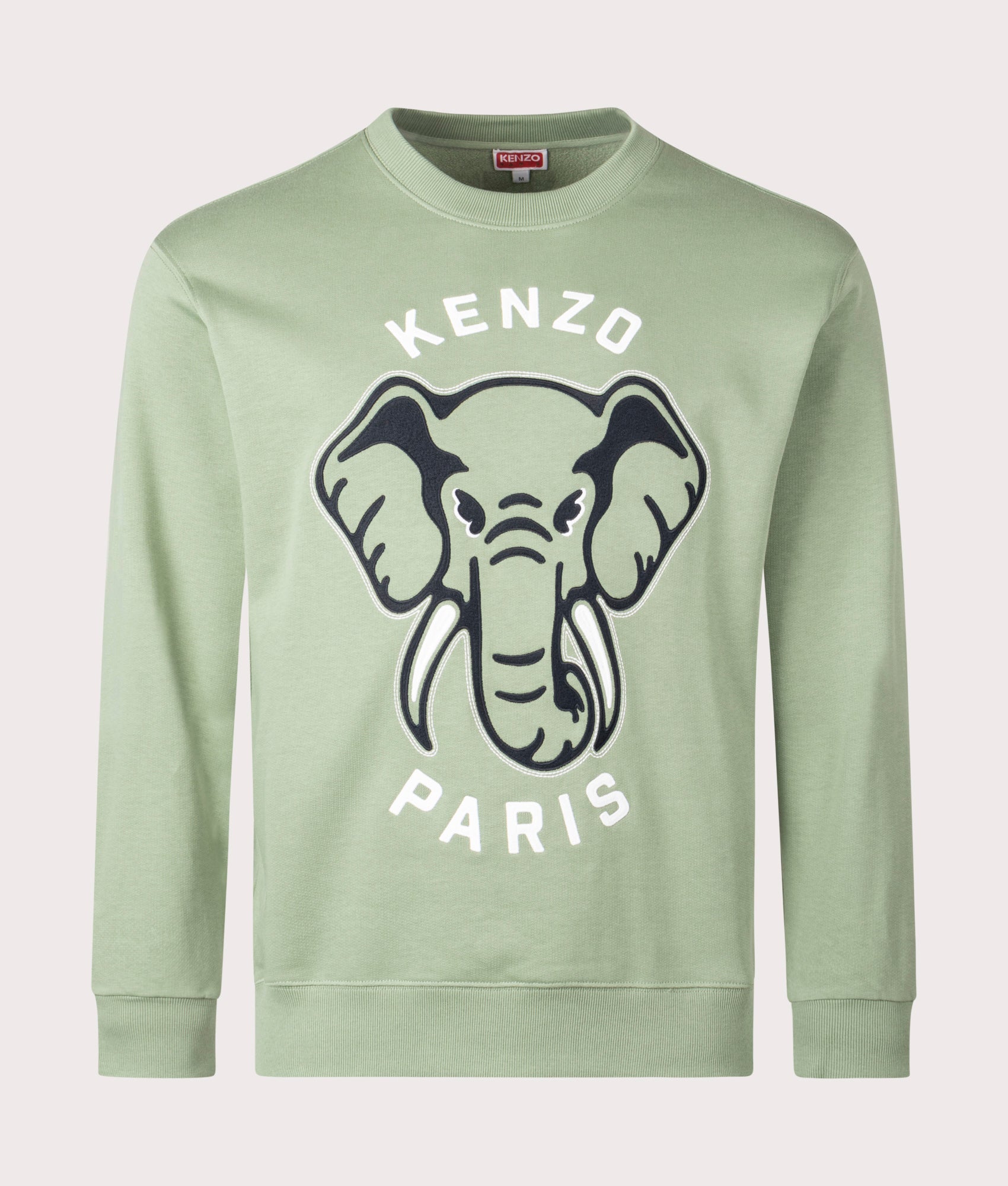 KENZO Mens Elephant Embroidered Sweatshirt - Colour: 47 Almond Green - Size: Medium