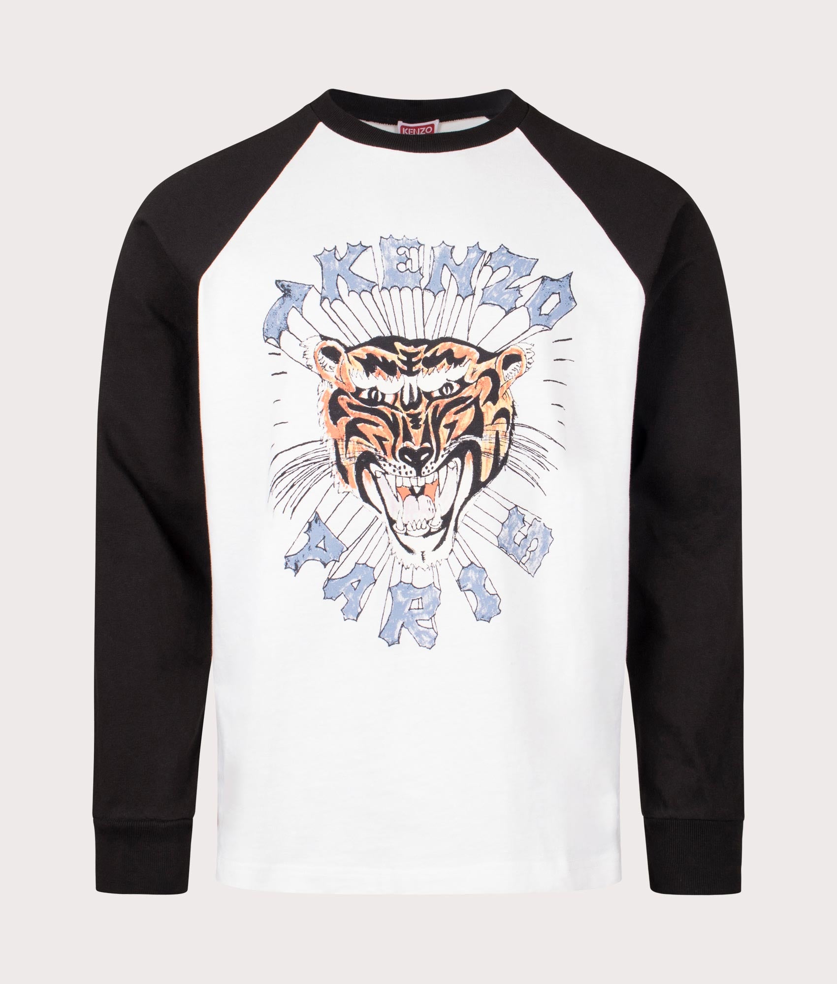 KENZO Mens Long Sleeve Varsity Tiger Print T-Shirt - Colour: 99J Black - Size: Large