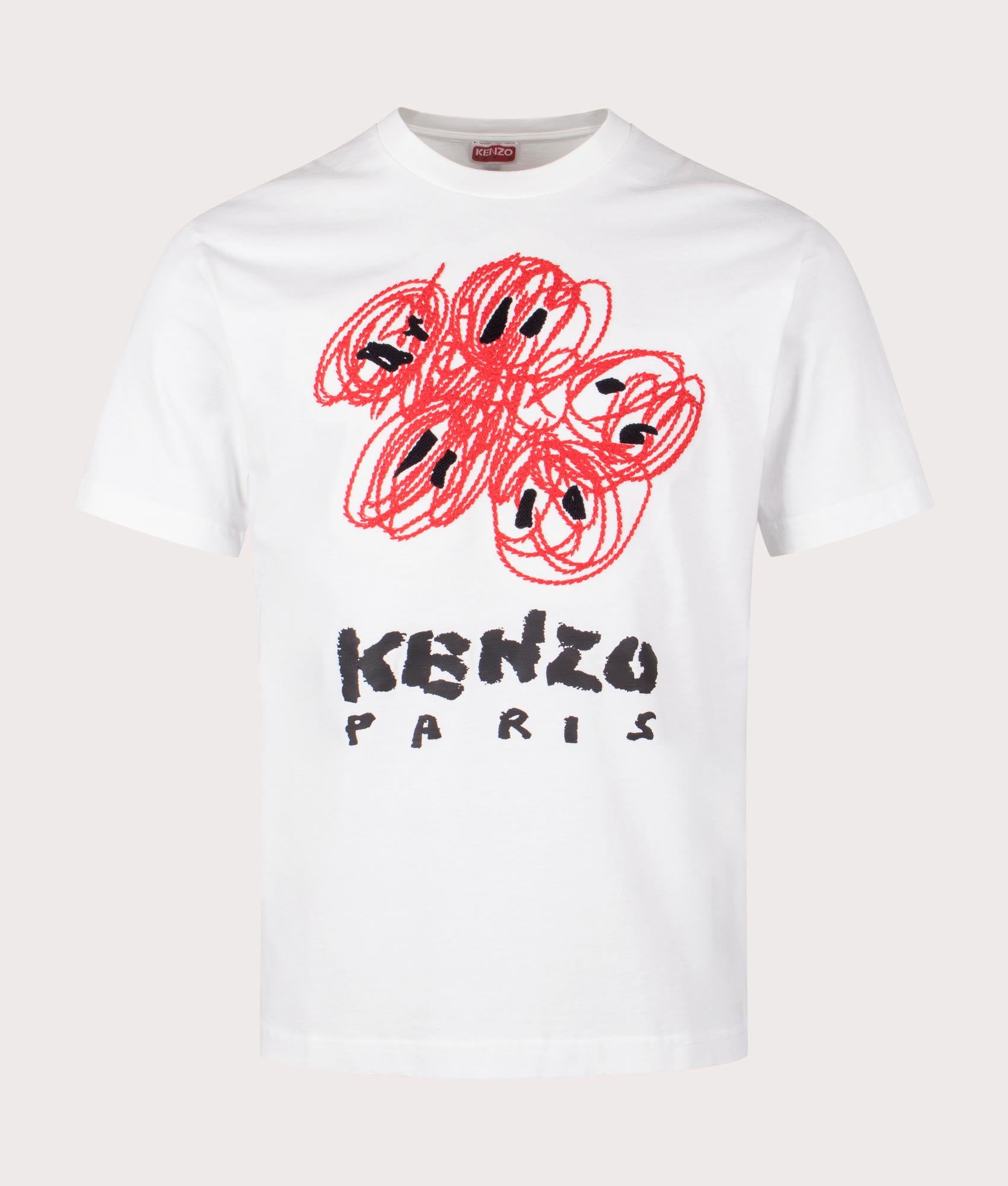 KENZO Mens Drawn Varsity Embroidered T-Shirt - Colour: 02 Off White - Size: XL