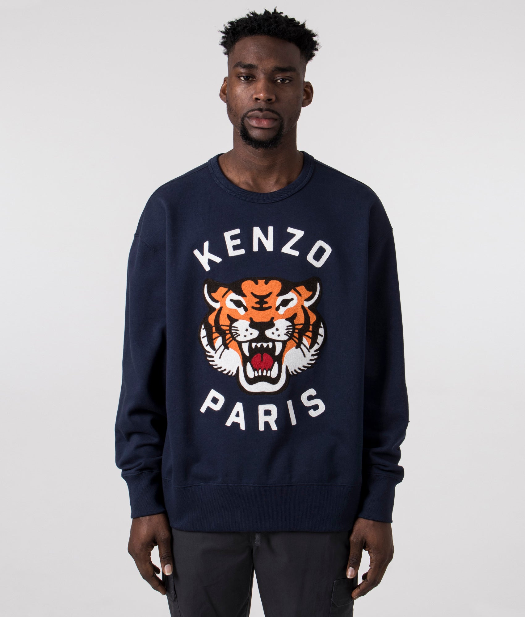 KENZO Mens KENZO Lucky Tiger Embroidered Sweatshirt - Colour: 77 Midnight Blue - Size: Medium