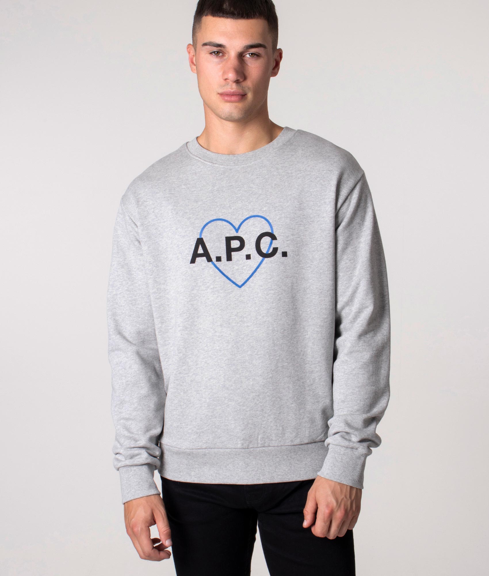 A.P.C. Mens Jules Sweatshirt - Colour: PLA Heather Grey - Size: XXL
