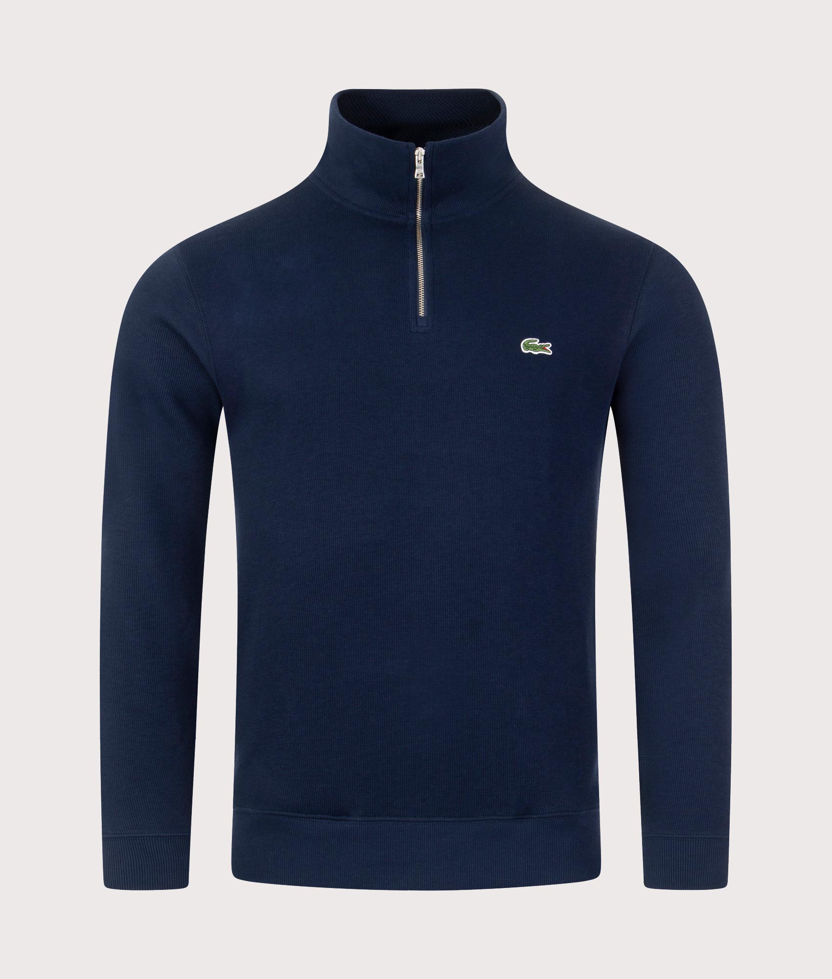 Lacoste Mens Quarter Zip Croc Logo Sweatshirt - Colour: 166 Navy - Size: 5/L