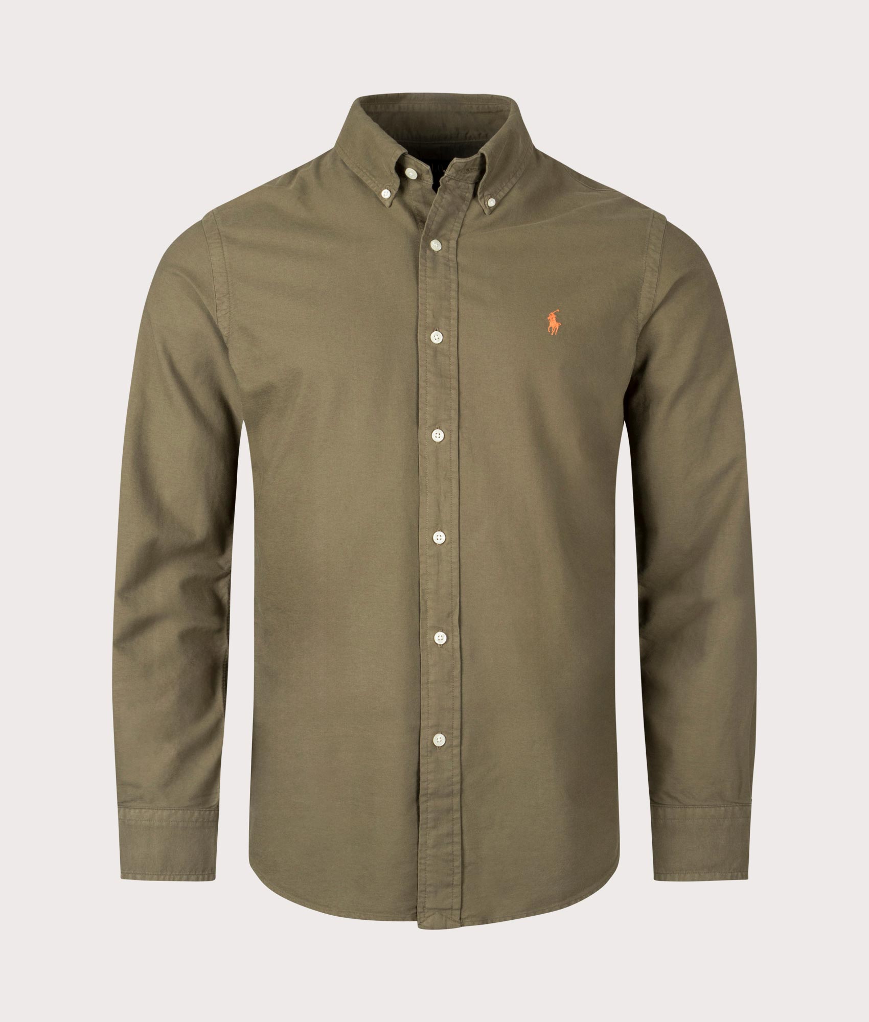 Polo Ralph Lauren Mens Custom Fit Garment-Dyed Oxford Shirt - Colour: 006 Canopy Olive - Size: Large