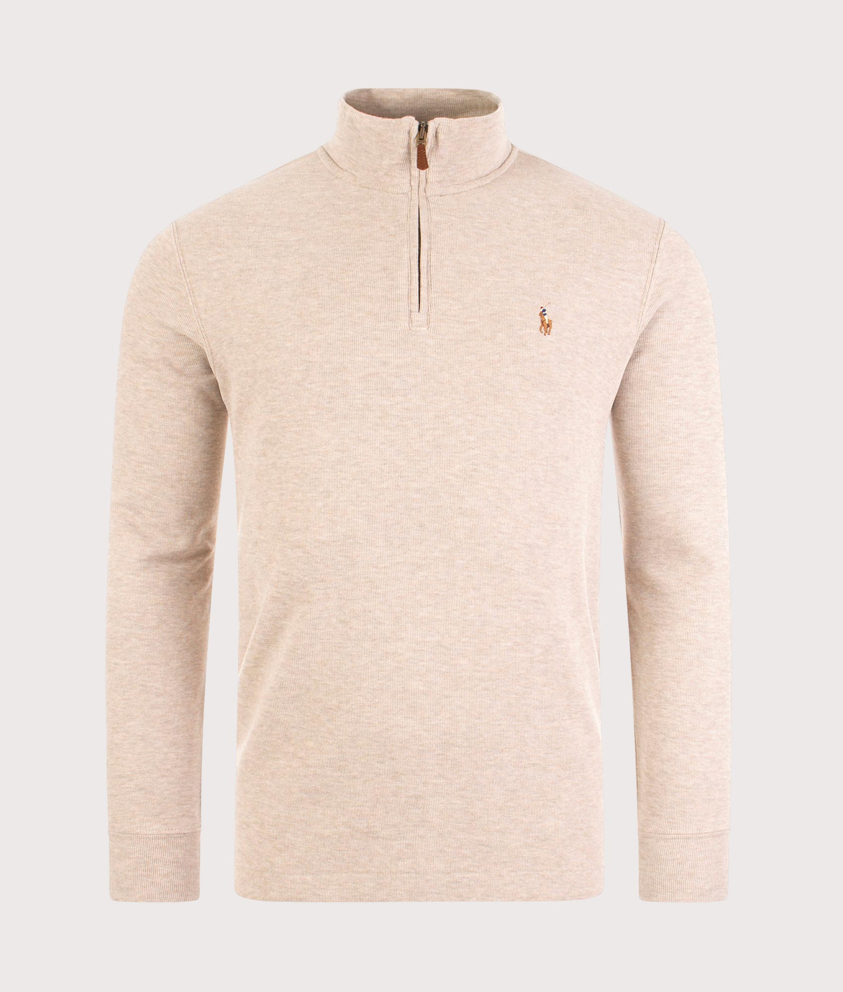 Polo Ralph Lauren Mens Half Zip Knit - Colour: 041 Tuscan Beige Heather - Size: XL