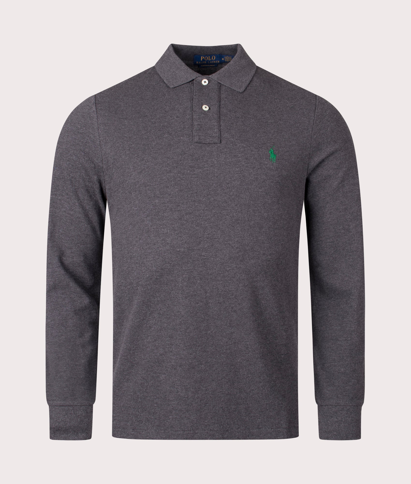 Polo Ralph Lauren Mens Custom Slim Fit Long Sleeve Polo Shirt - Colour: 061 Barclay Heather - Size: 