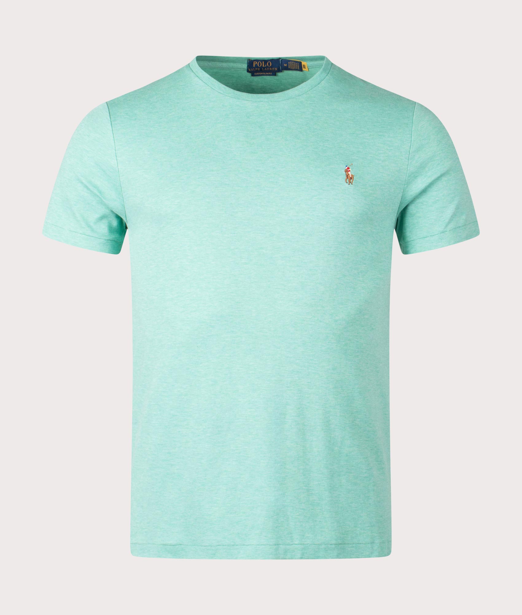 Polo Ralph Lauren Mens Custom Slim Fit Pima T-Shirt - Colour: 034 Resort Green Heather - Size: Large