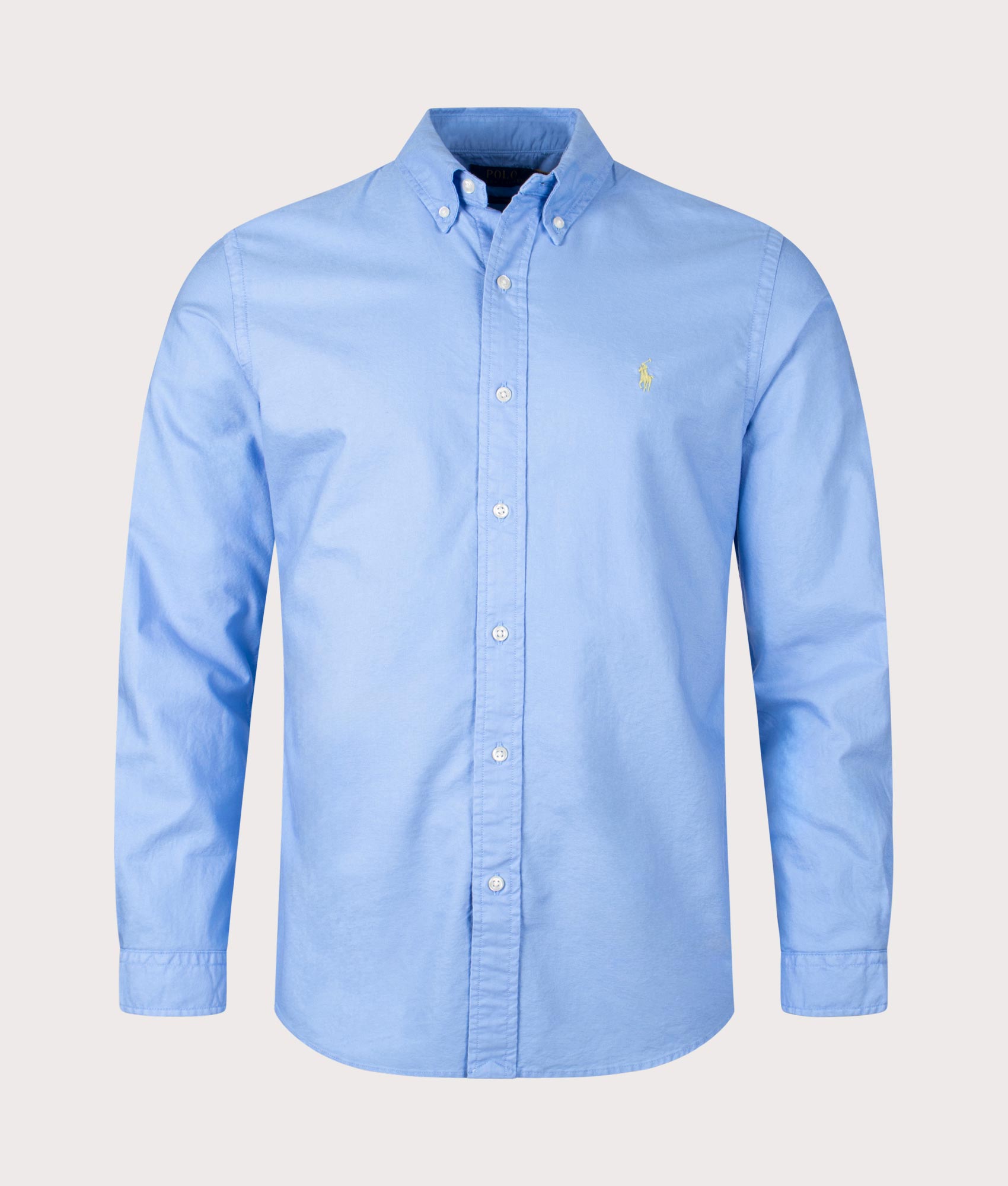 Polo Ralph Lauren Mens Custom Fit Garment-Dyed Oxford Shirt - Colour: 015 Harbor Island Blue - Size: