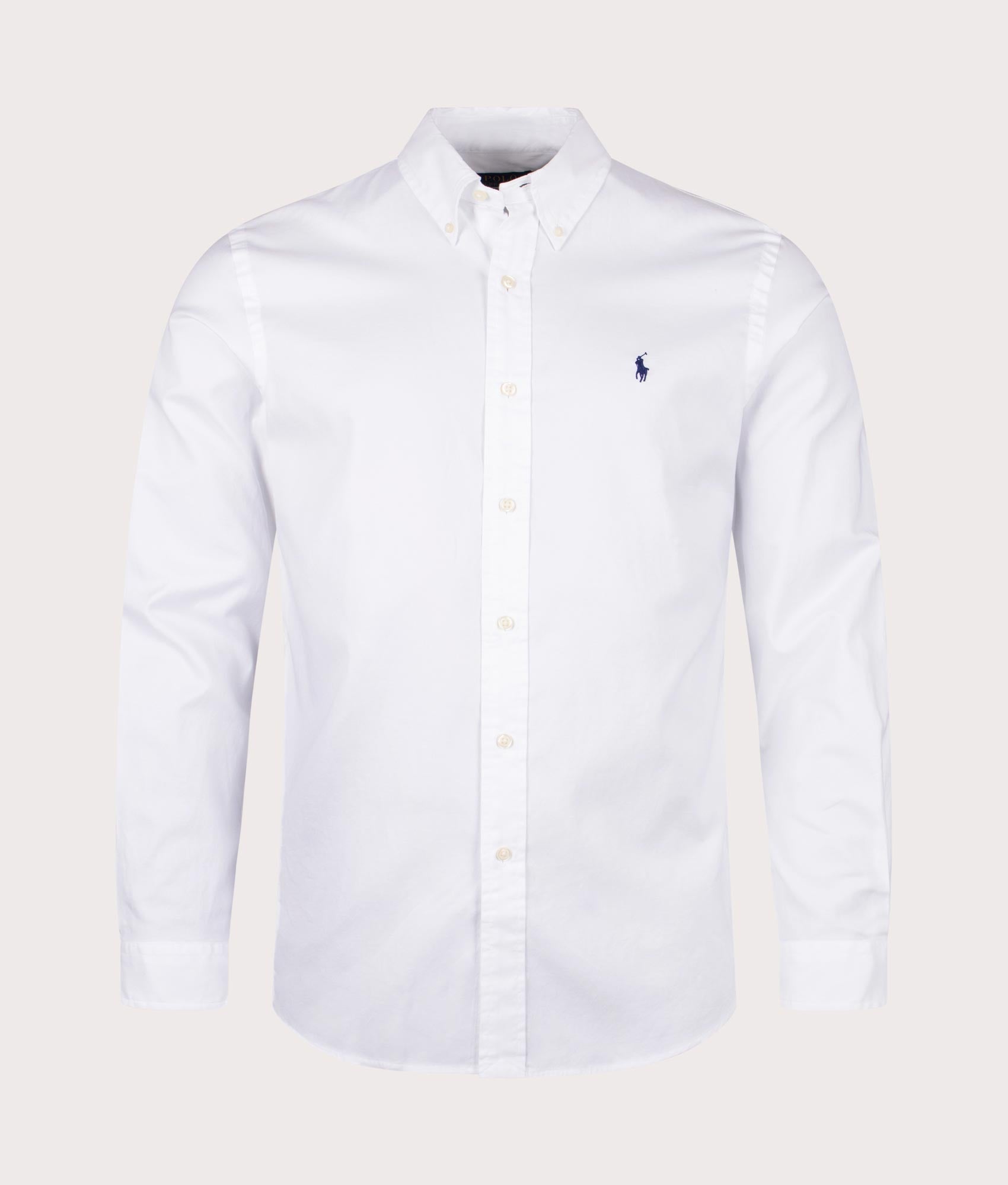 Polo Ralph Lauren Mens Custom Fit Stretch Oxford Shirt - Colour: 002 White - Size: Medium