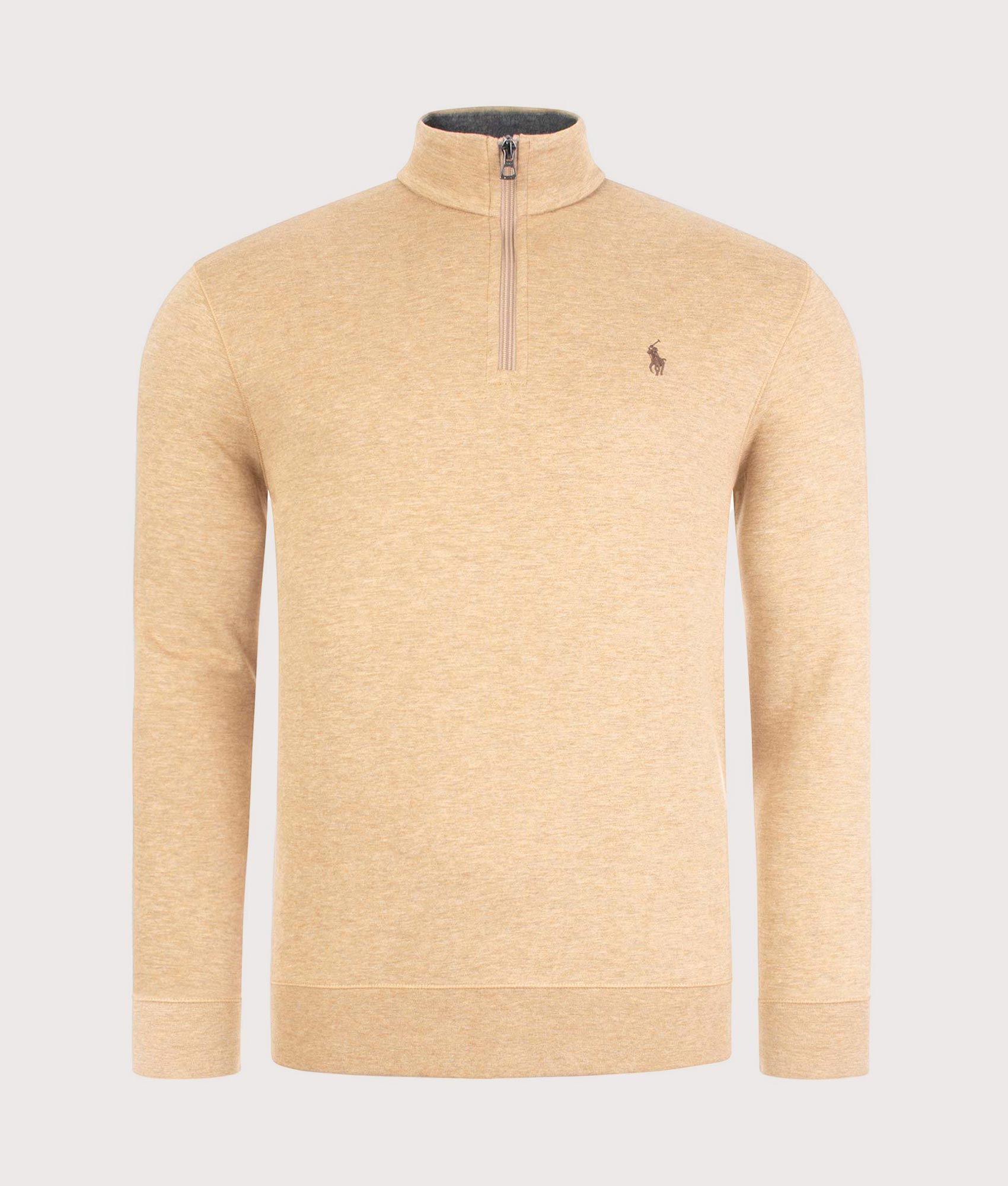 Polo Ralph Lauren Mens Quarter Zip Sweatshirt - Colour: 024 Luxury Tan Heather - Size: XL