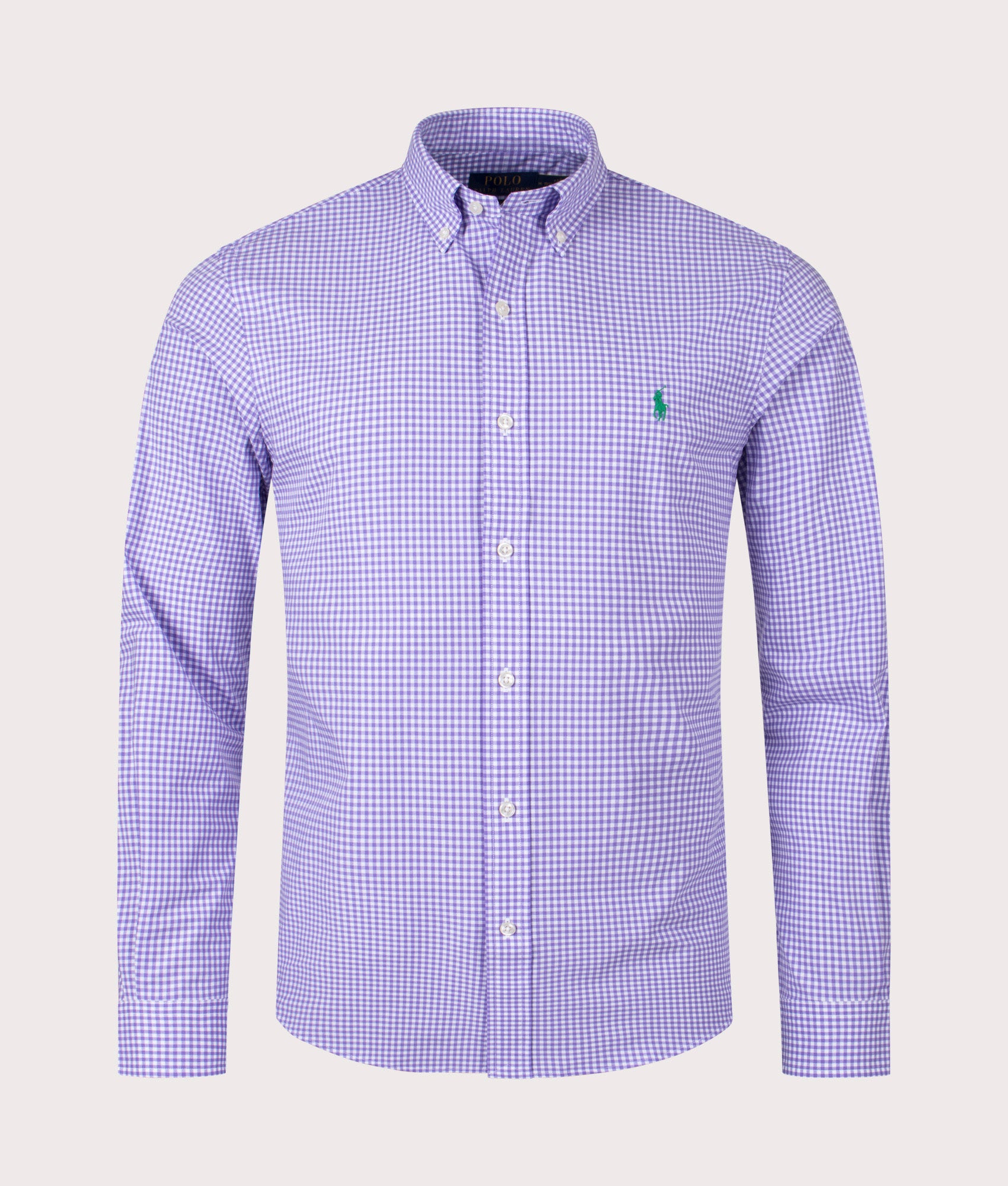 Polo Ralph Lauren Mens Slim Fit Gingham Stretch Poplin Shirt - Colour: 003 Lavender/White - Size: La