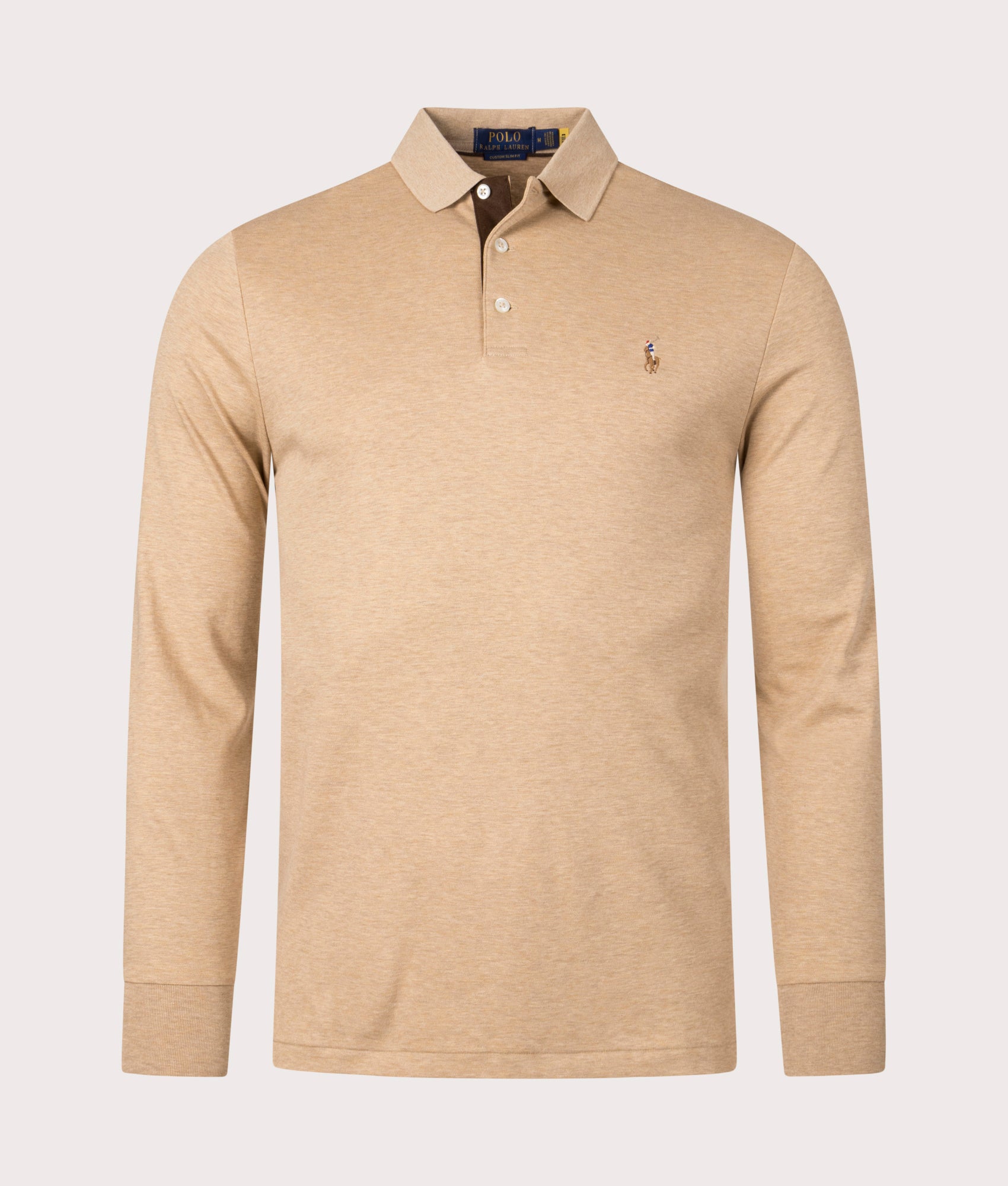 Polo Ralph Lauren Mens Custom Slim Fit Long Sleeve Soft Cotton Polo Shirt - Colour: 040 Classic Came