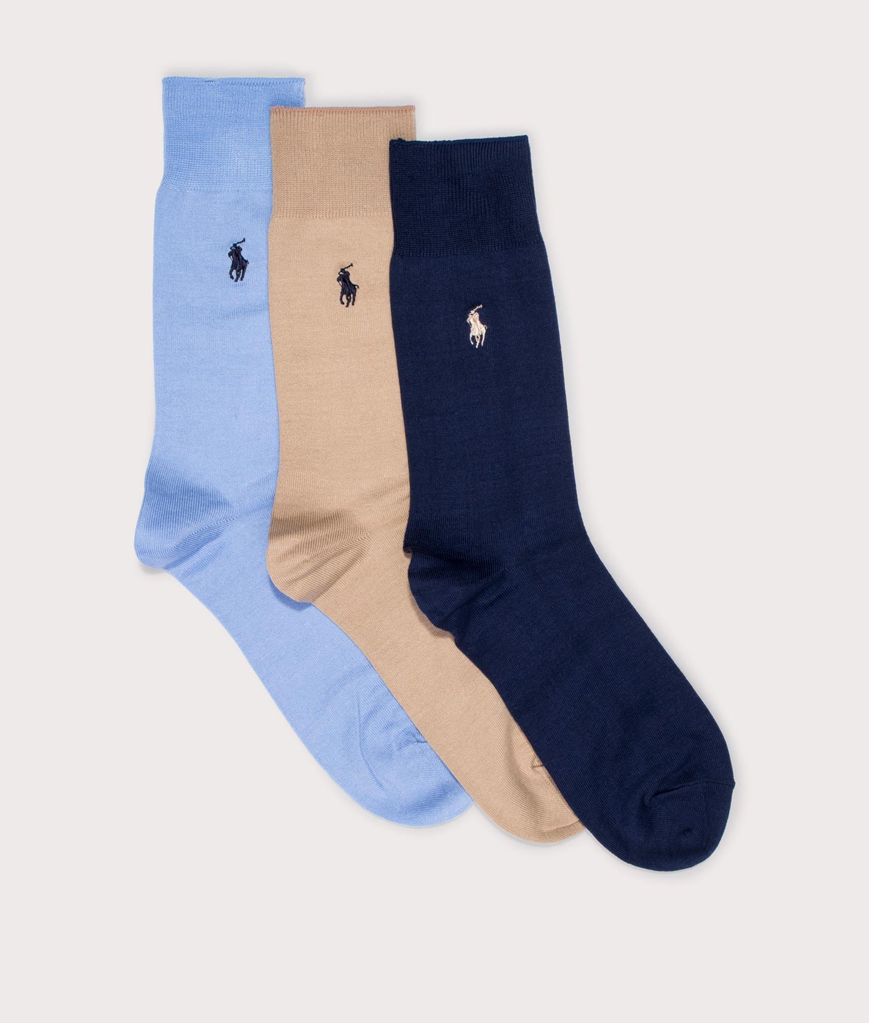 Polo Ralph Lauren Mens 3 Pack Crew Socks - Colour: 003 Blue/Sand/Navy - Size: One Size