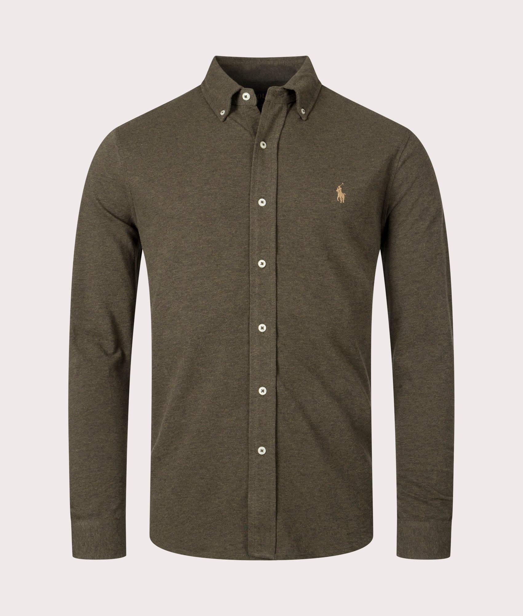 Polo Ralph Lauren Mens Featherweight Mesh Shirt - Colour: 111 Wilson Olive Heather - Size: Small