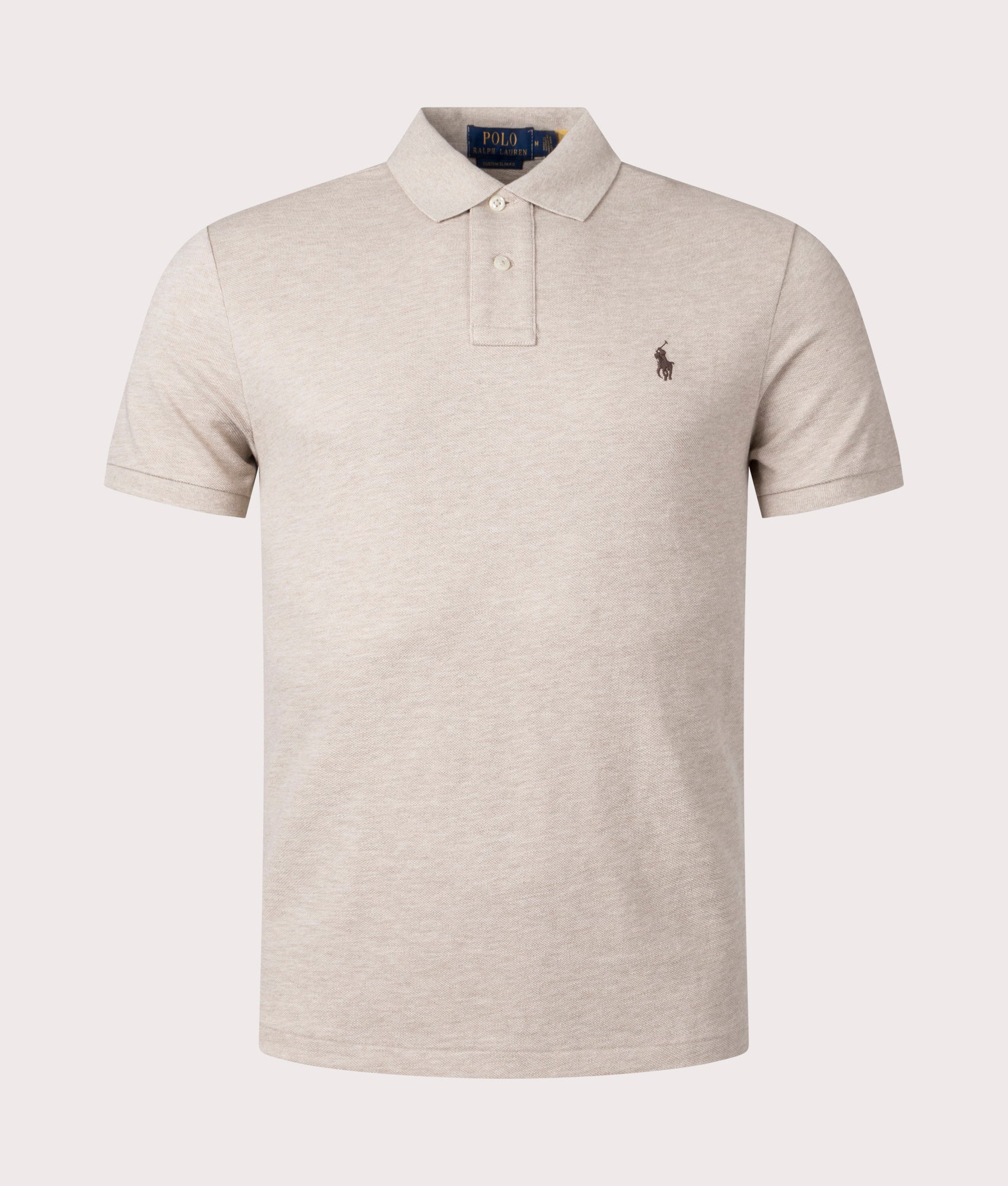 Polo Ralph Lauren Mens Custom Slim Fit Mesh Polo Shirt - Colour: 342 Expedition Dune Heather - Size: