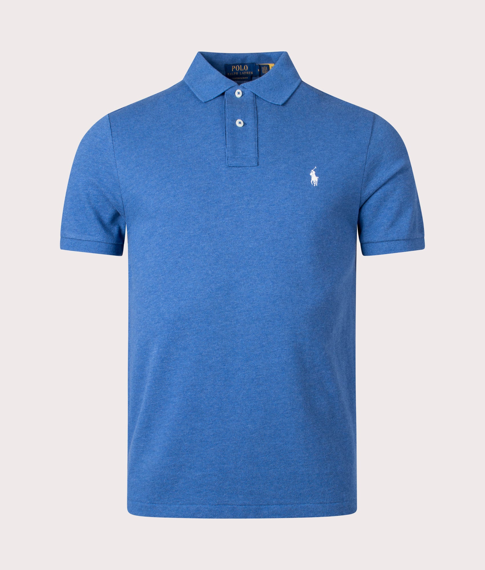 Polo Ralph Lauren Mens Custom Slim Fit Mesh Polo Shirt - Colour: 341 Fog Blue Heather - Size: Medium