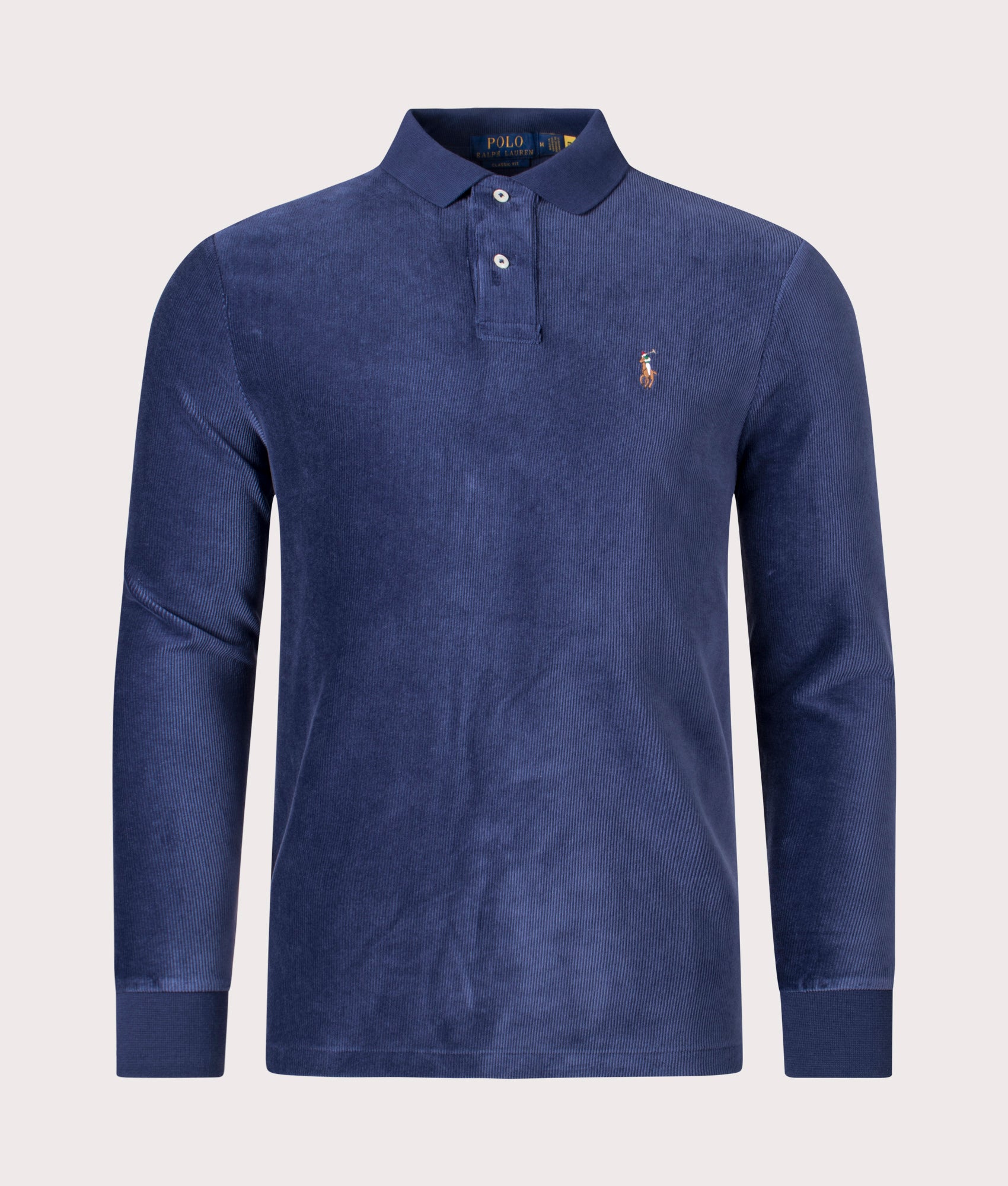 Polo Ralph Lauren Mens Relaxed Fit Long Sleeve Corduroy Polo Shirt - Colour: 001 Newport Navy - Size