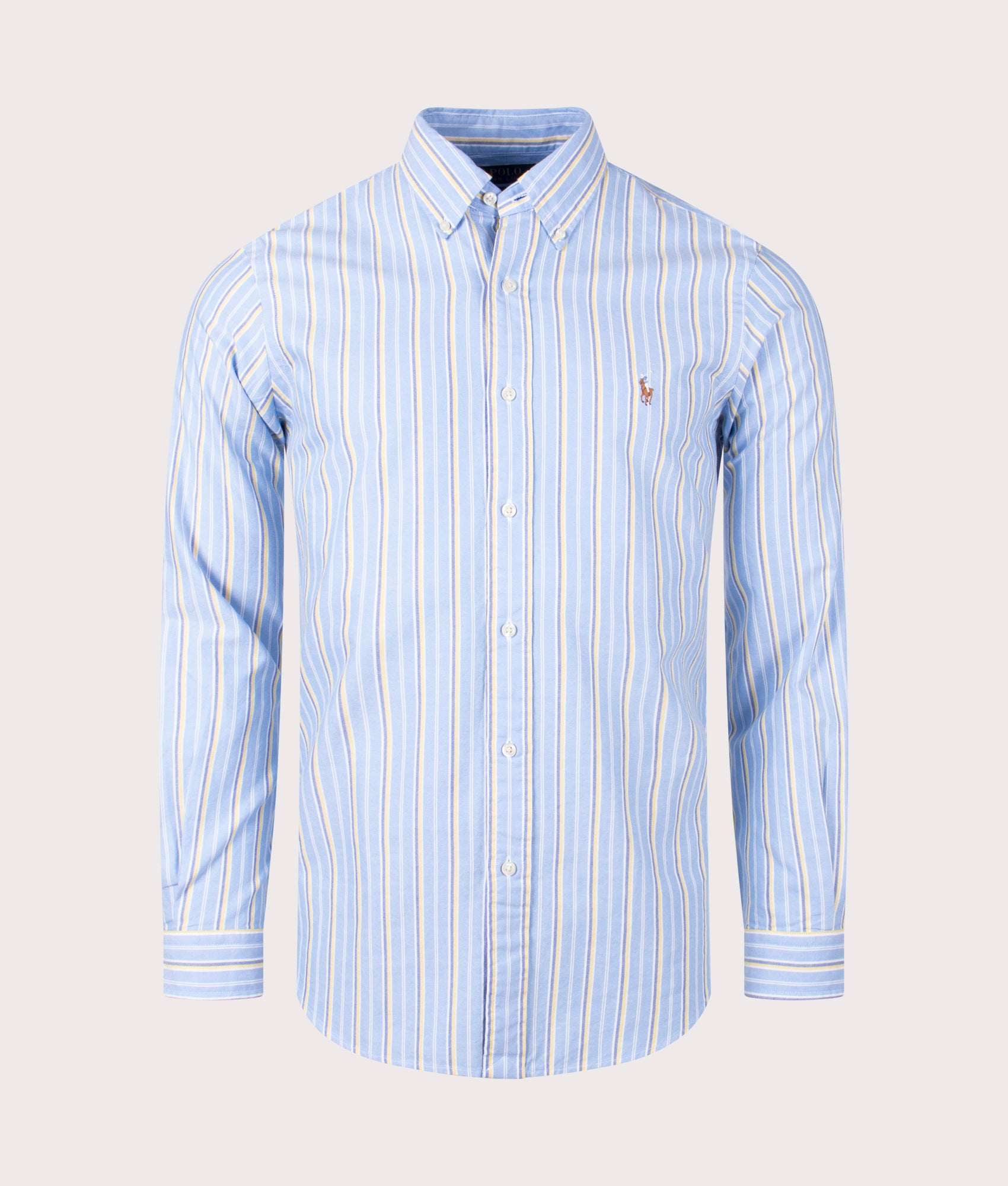 Polo Ralph Lauren Mens Long Sleeve Sport Shirt - Colour: 004 Blue Yellow - Size: Large